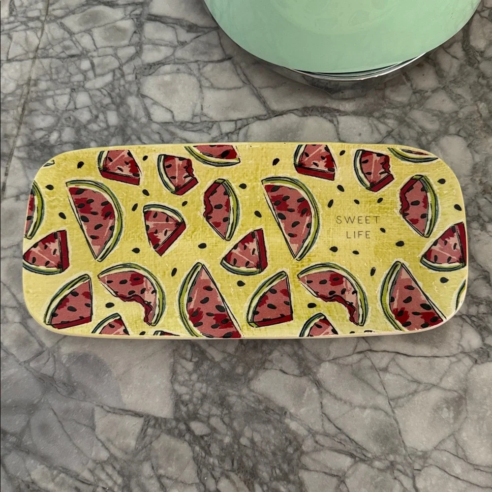 Mud Pie Watermelon Ceramic Tray Trinket Dish Red Yellow and Green
